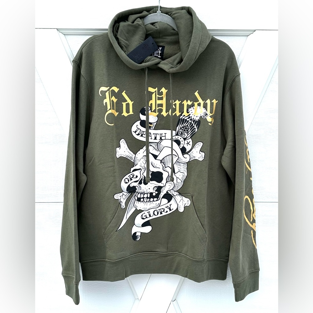 Ed Hardy Death or Glory Skull Hoodie
